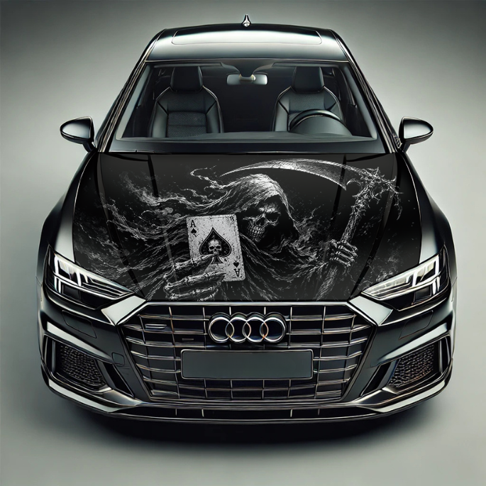 Premium Car Hood Wrap Universal Fit Grim Reaper