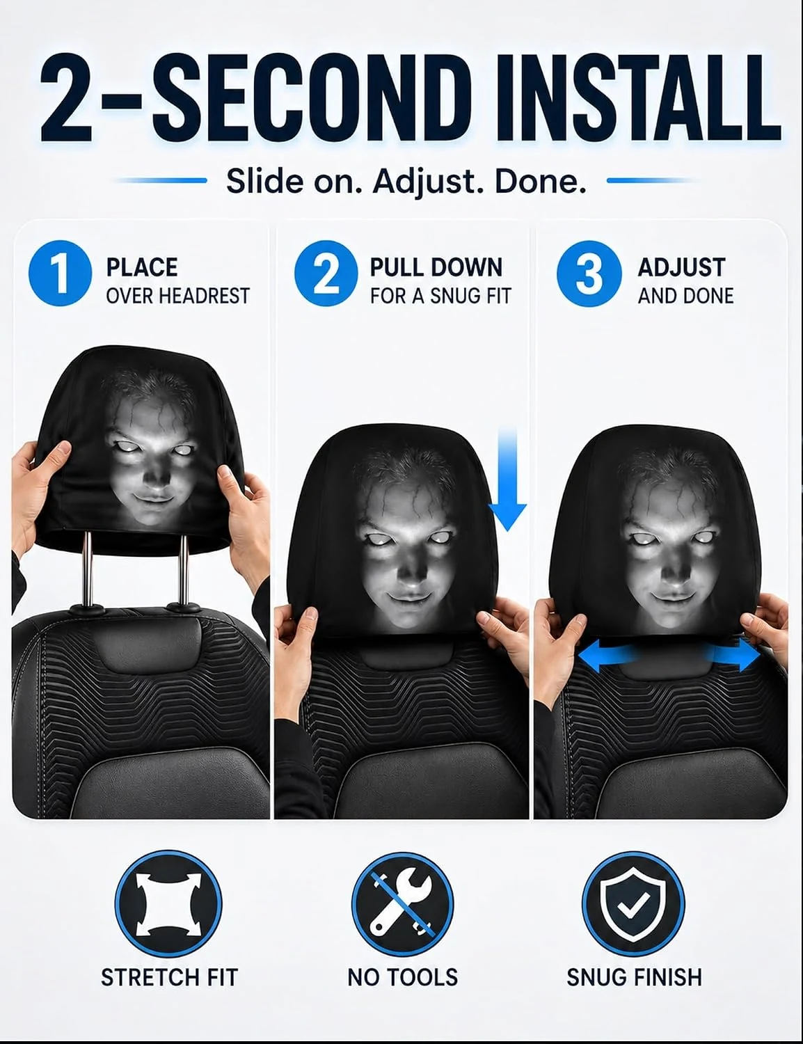 Ghost Face Car Headrest Covers - Style A (2PC) image 5