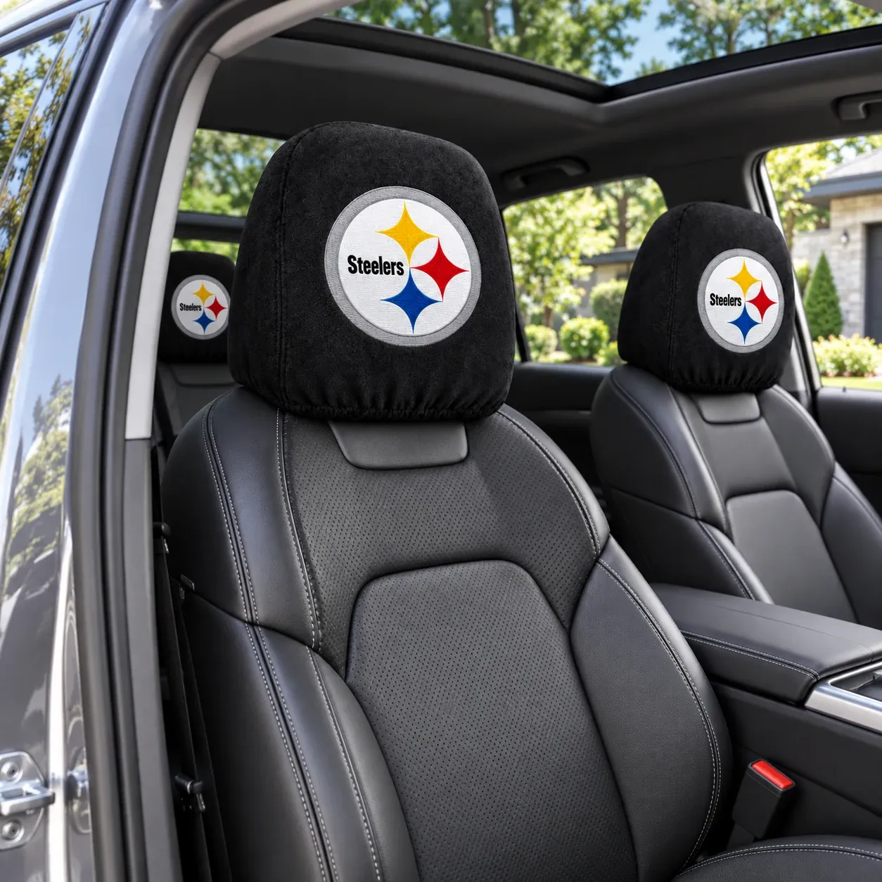 Pittsburgh Steelers Football Car Headrest Covers - view 3