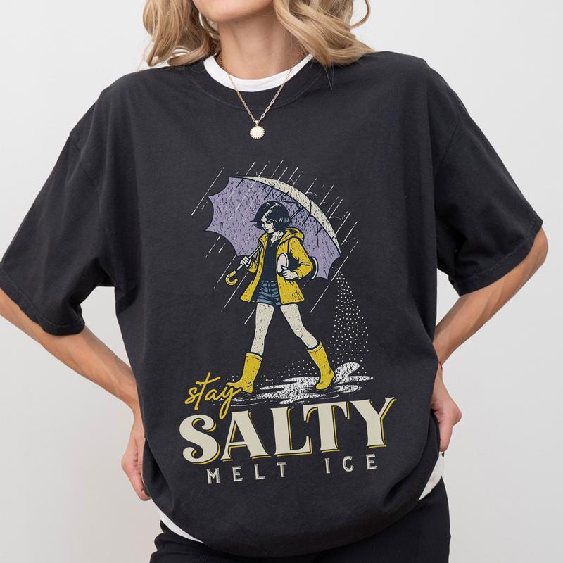 "Stay Salty, Melt ICE" Vintage Graphic Tee - Social Justice Parody Shirt