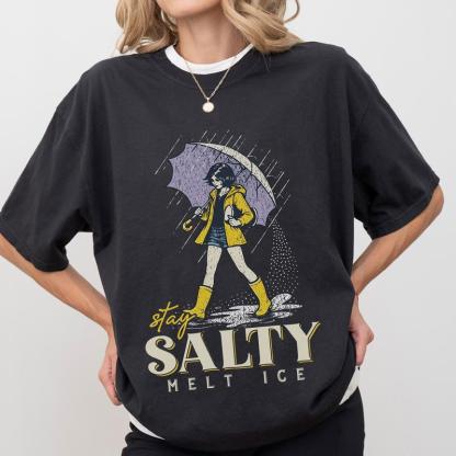 "Stay Salty, Melt ICE" Vintage Graphic Tee - Social Justice Parody Shirt