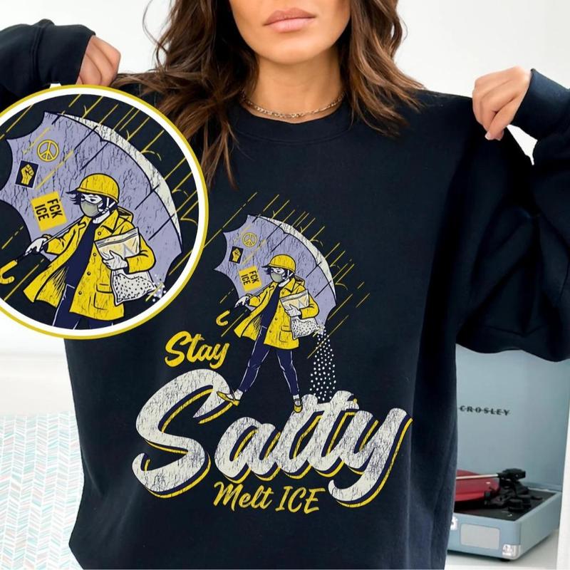"Stay Salty, Melt ICE" Vintage Graphic Tee - Social Justice Parody Shirt