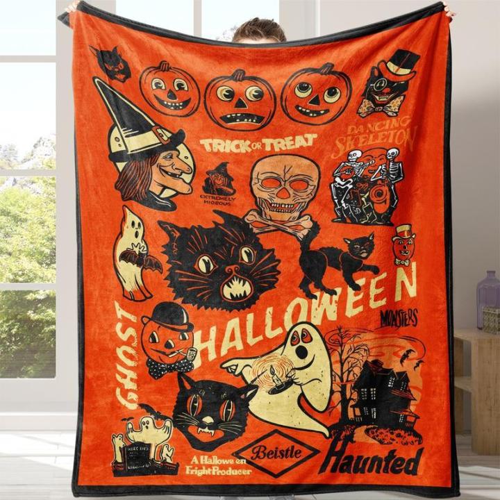 Halloween Flannel Blanket Soft Throw for Sofa Bed Couch Home Decor
