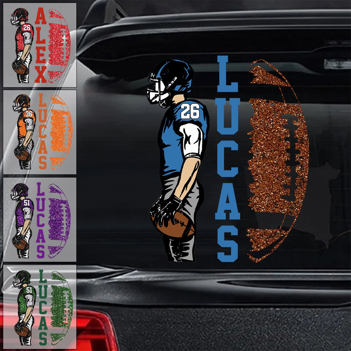 Custom Football Player Decal – Personalized Car Sticker