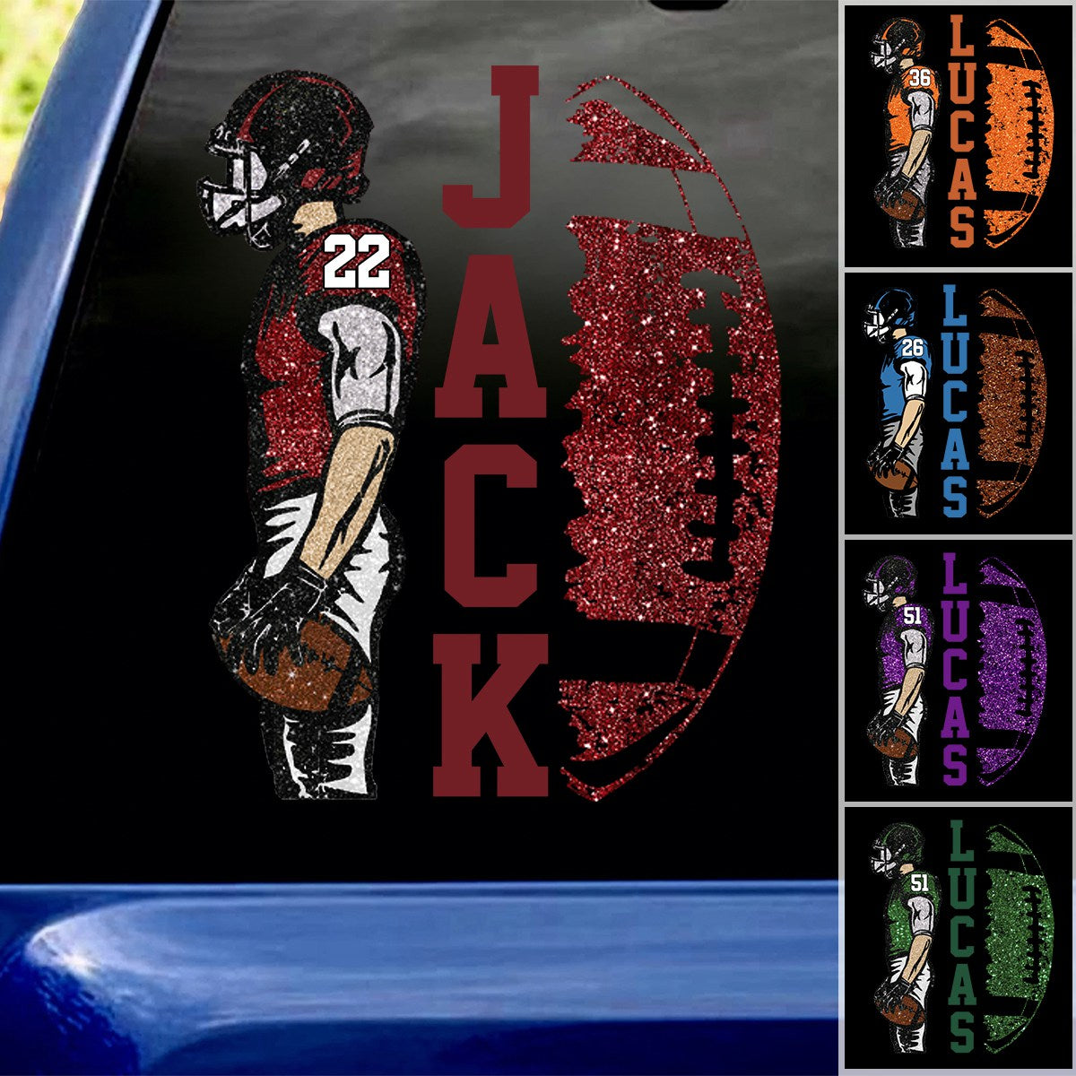 Custom Football Player Decal – Personalized Car Sticker
