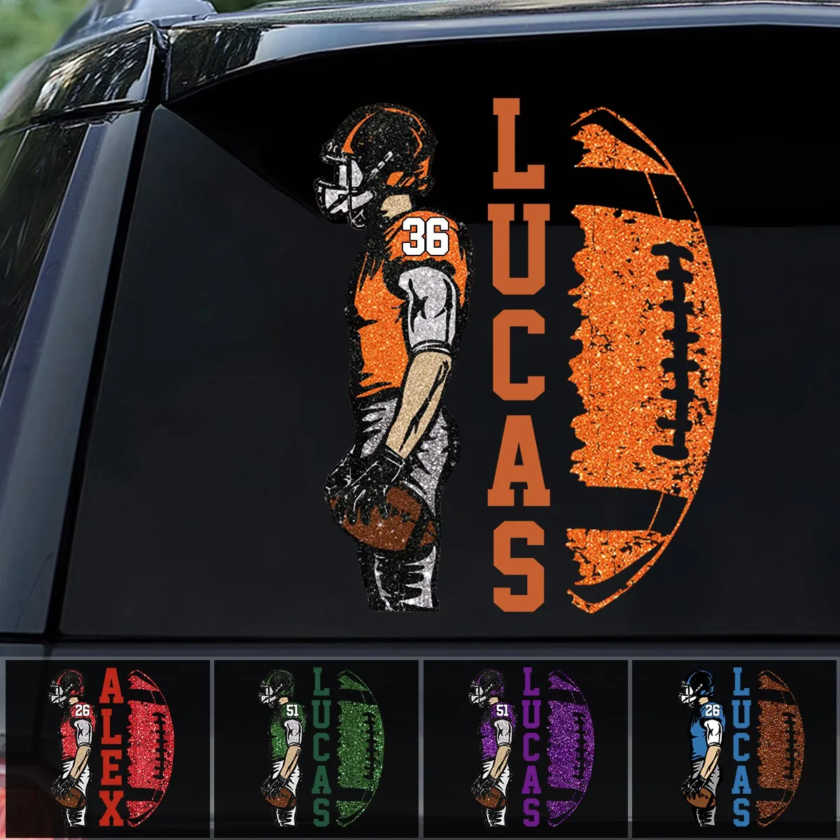 Custom Football Player Decal – Personalized Car Sticker