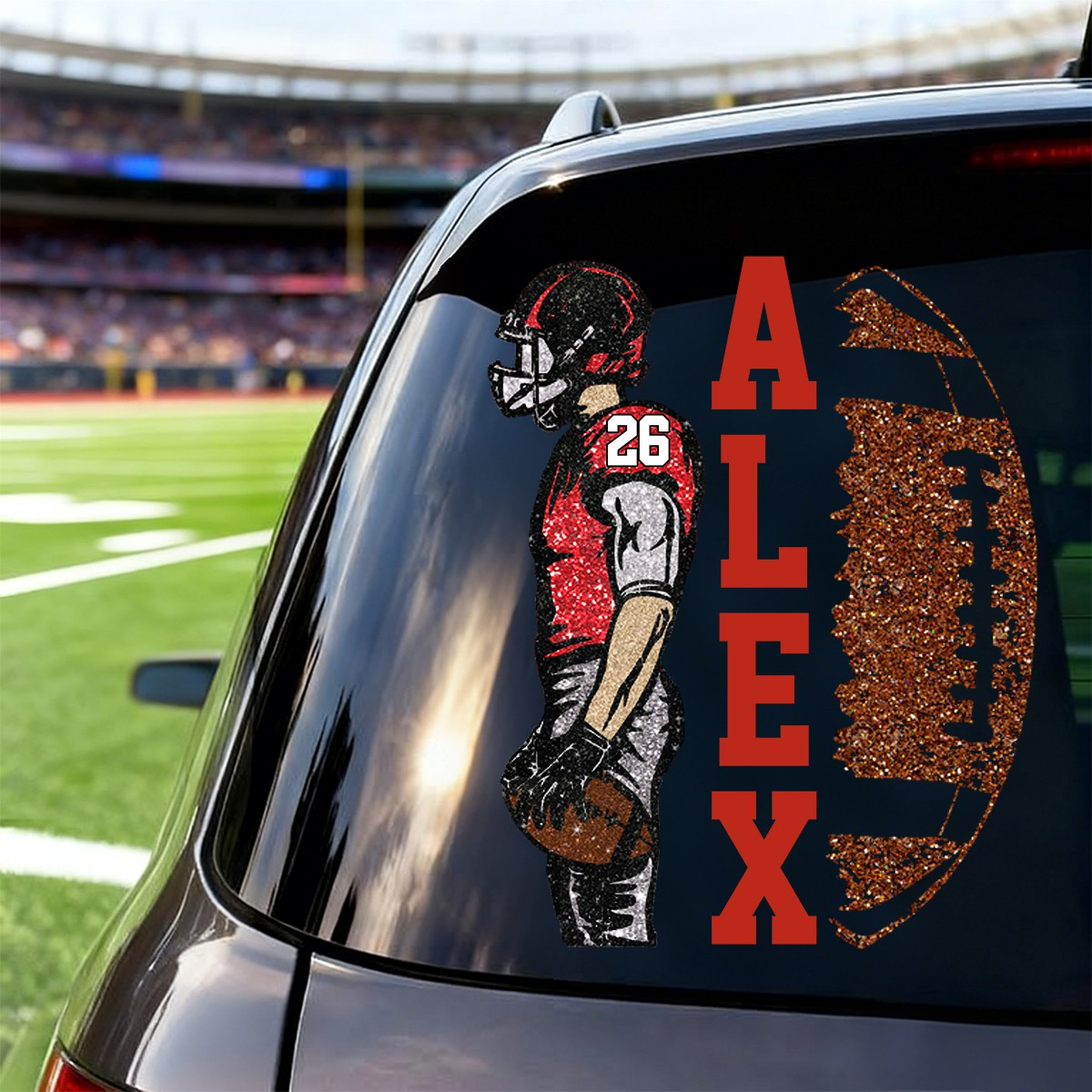 Custom Football Player Decal – Personalized Car Sticker
