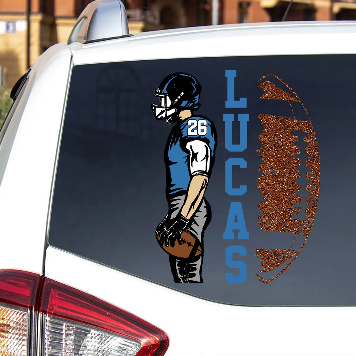 Custom Football Player Decal – Personalized Car Sticker