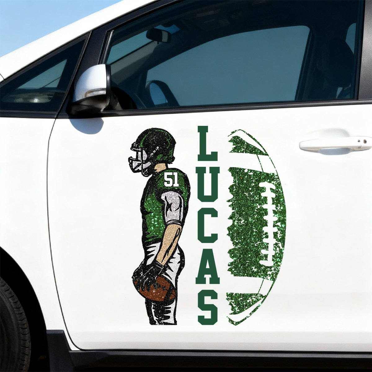 Custom Football Player Decal – Personalized Car Sticker