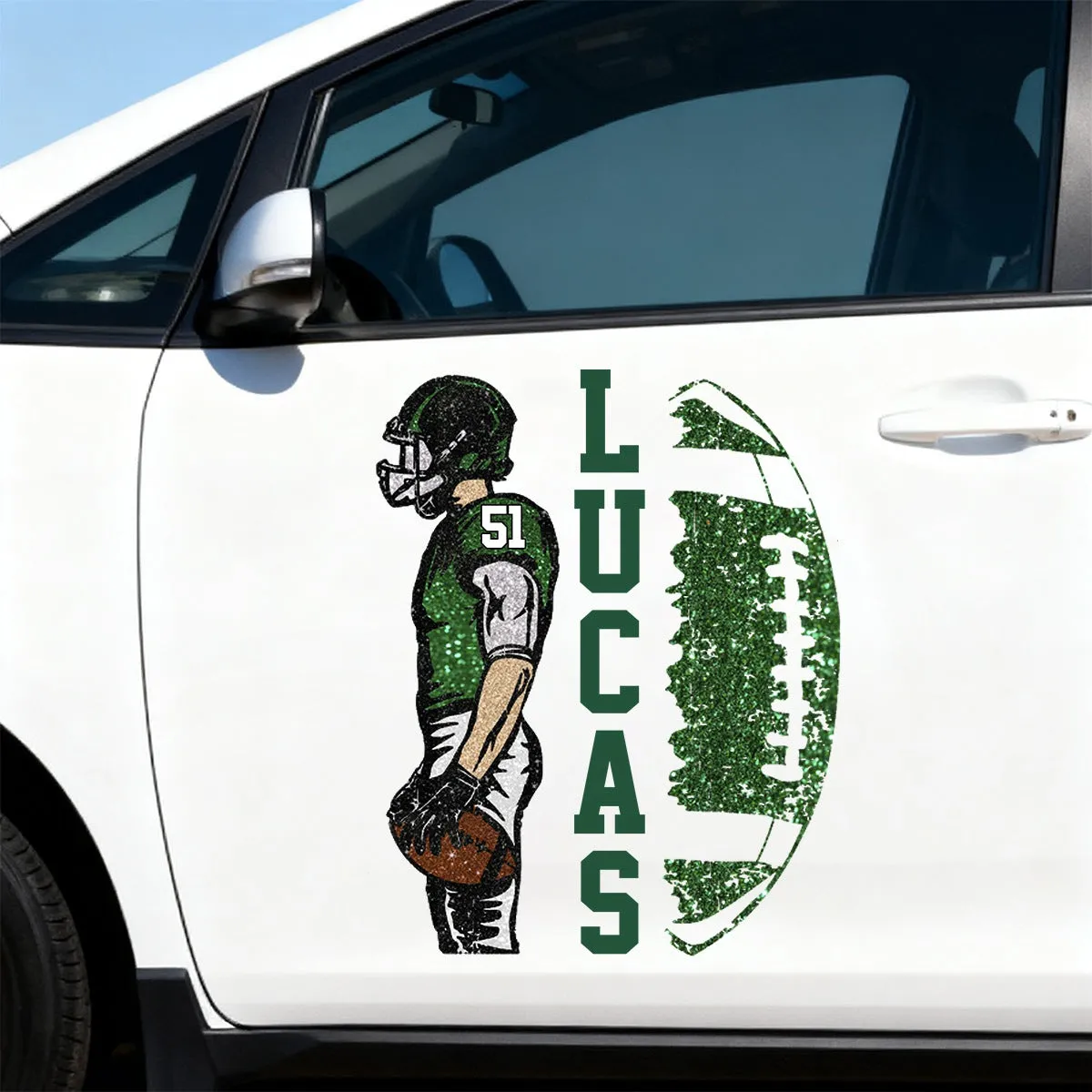 Custom Football Player Decal – Personalized Car Sticker