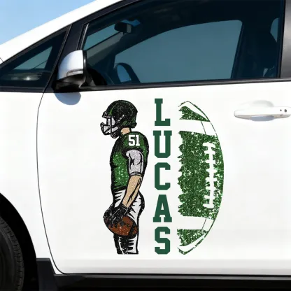 Custom Football Player Decal – Personalized Car Sticker
