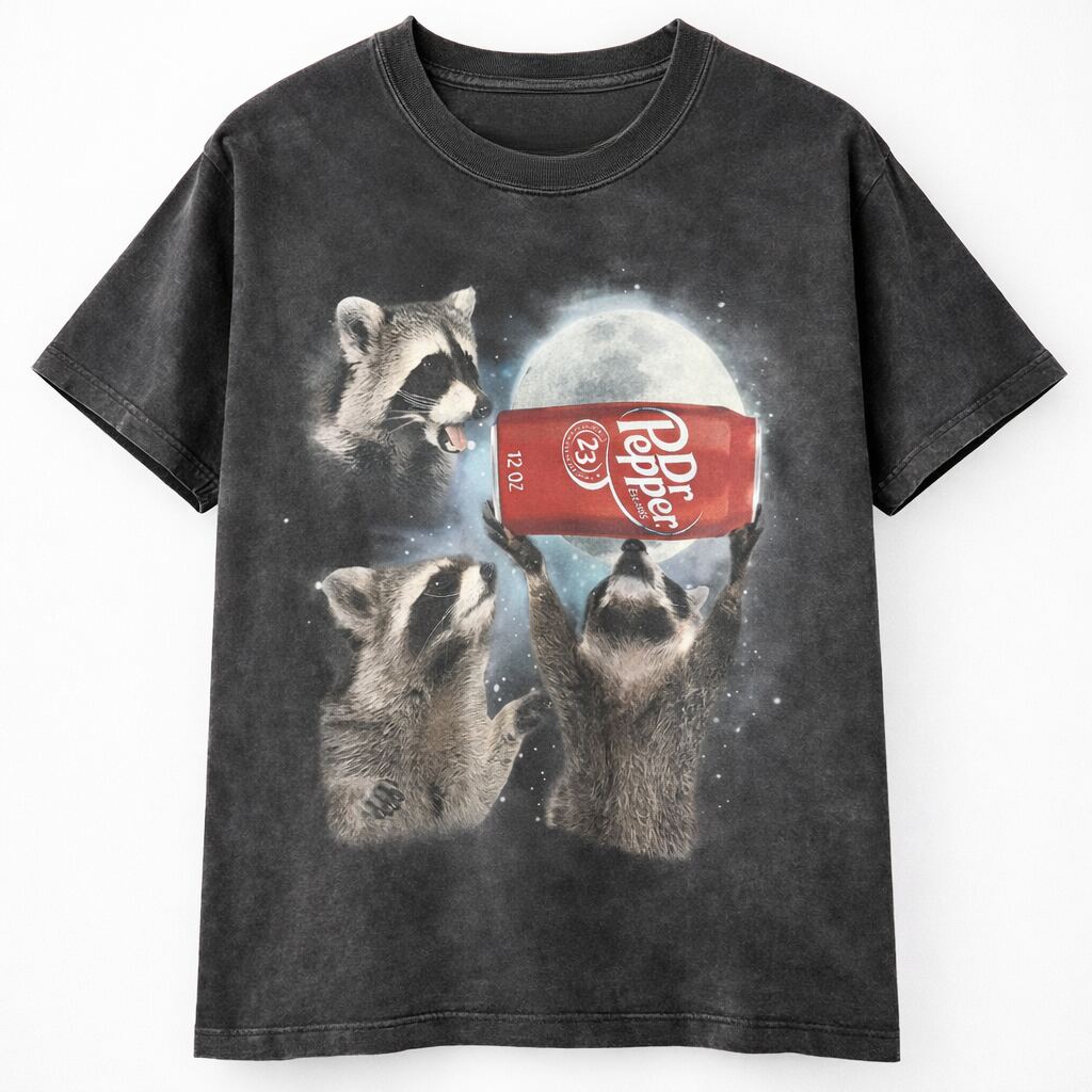 Vintage Dr Pepper Moon Worship Raccoon Graphic Tee