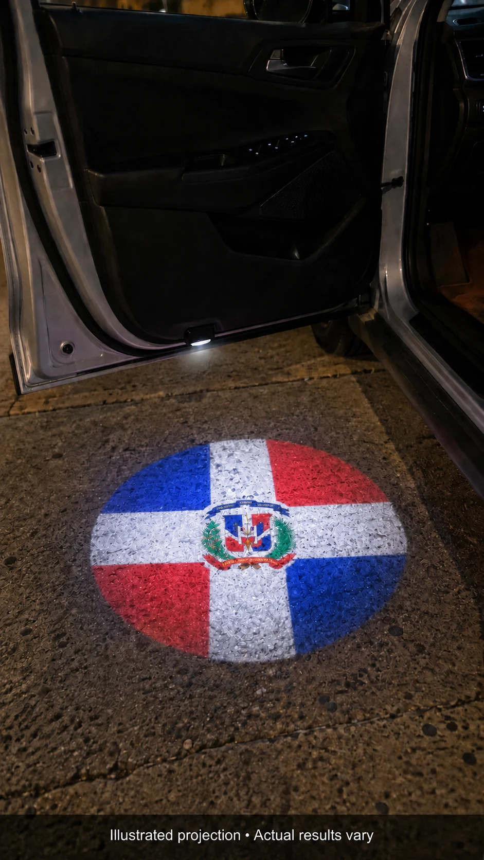 Dominican Republic Flag LED Car Door Welcome Projector Light
