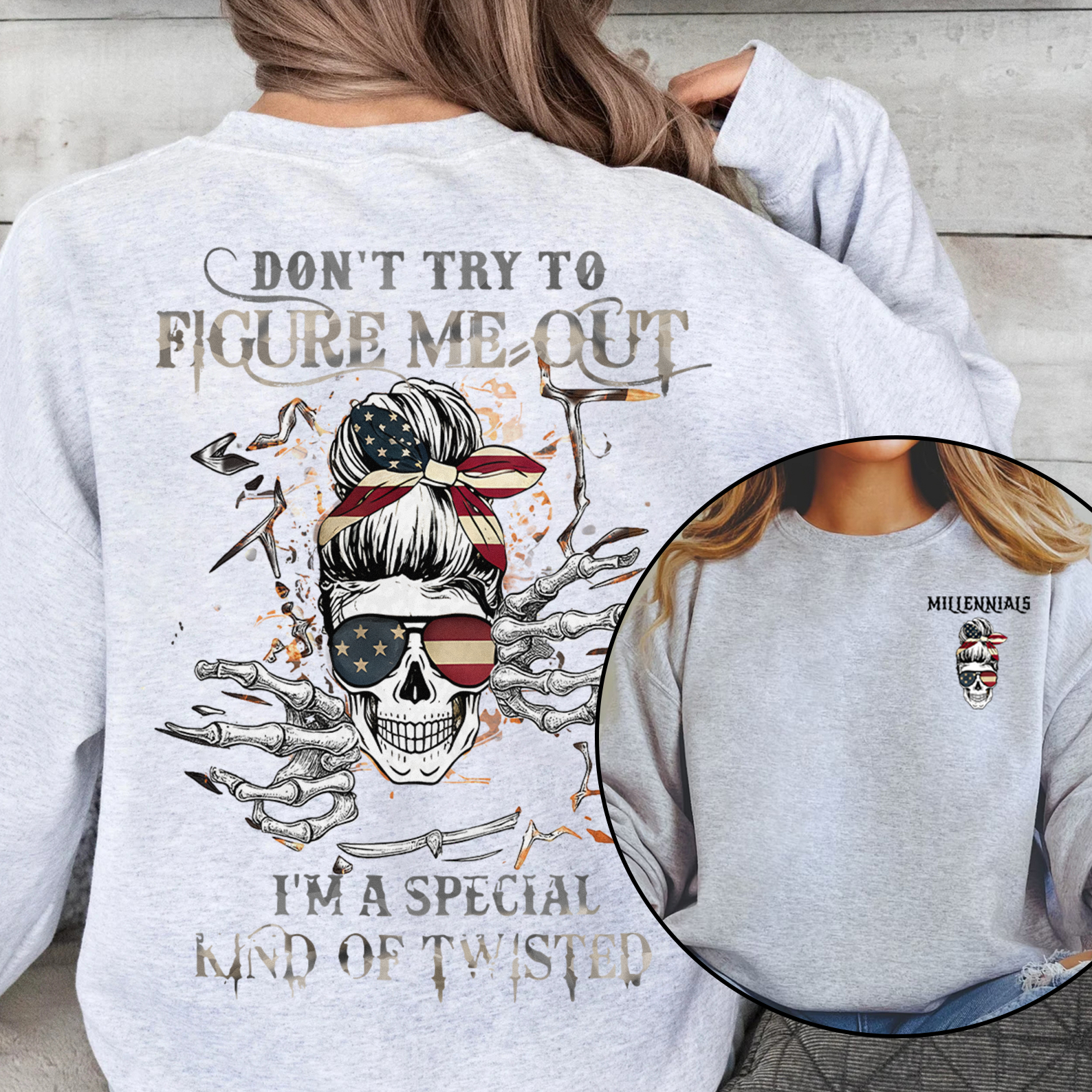 Generational Identity Hoodie - Baby Boomer/X Gen/Millennials Black Skull & Quote Graphic Sweatshirt