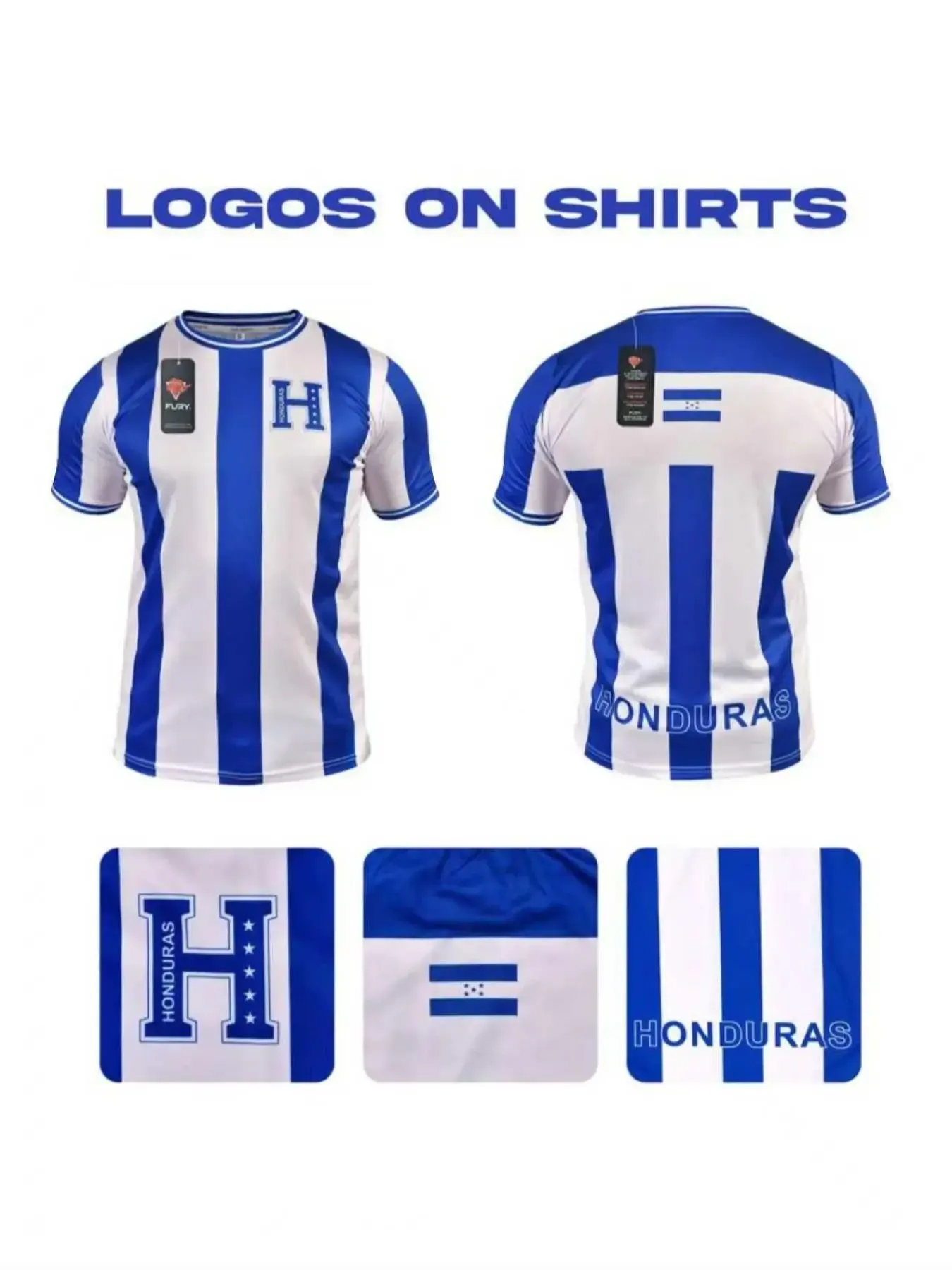 Honduras Football Jersey | Blue & White Striped Soccer Shirt | Unisex Fan Sportswear Top