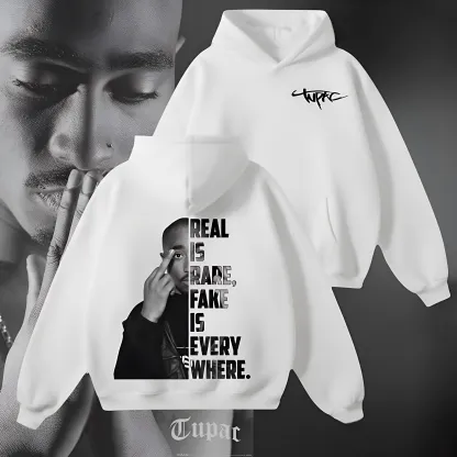 Tupac "Real Is Rare" Hoodie - Iconic Split-Design Streetwear