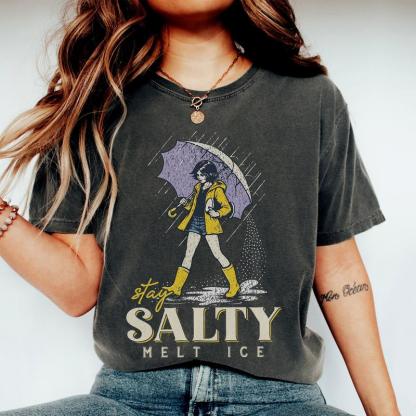 "Stay Salty, Melt ICE" Vintage Graphic Tee - Social Justice Parody Shirt