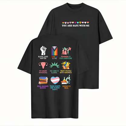 "You Are Safe With Me" Human Rights & Equality Graphic Hoodie/Tee - The Manifesto Collection