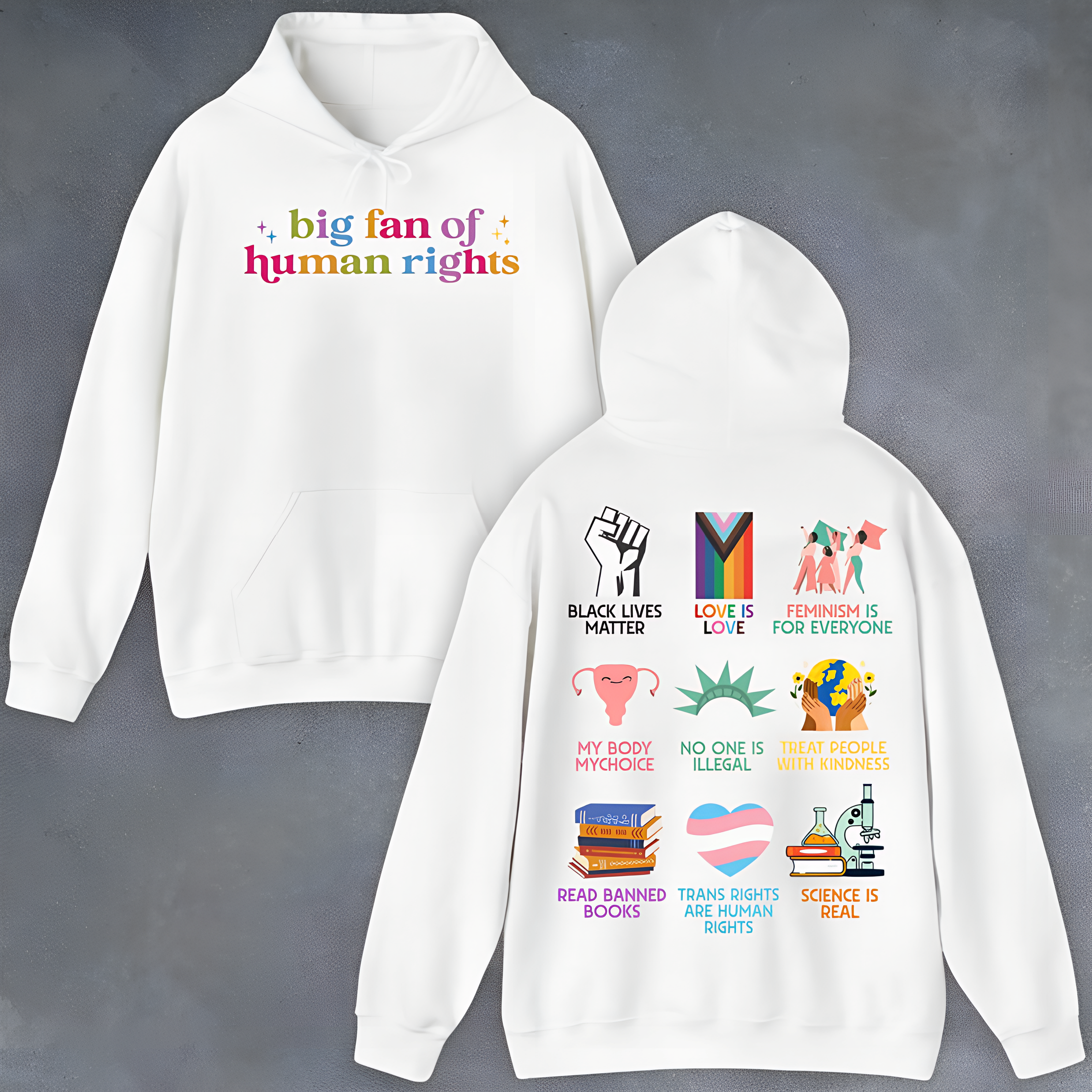 "Big Fan of Human Rights" Graphic Hoodie – The Ultimate Equality Collection