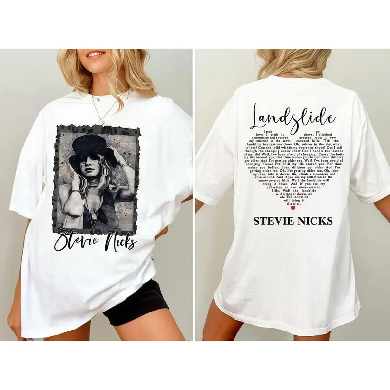 Stevie Nicks "Landslide" Lyric Tee - Double Sided Vintage Rock Tribute Shirt