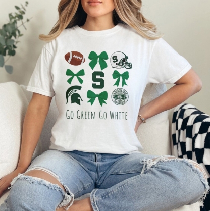 “College Team Spirit” Sporty Bow Graphic Tee