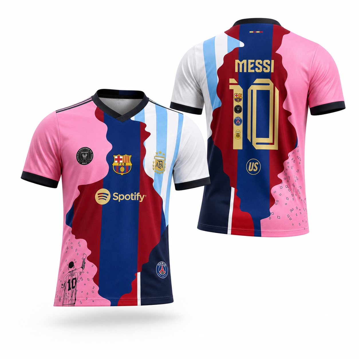 Multi-Color Messi Soccer Jersey – Iconic #10 Player Name & Number Fan Kit
