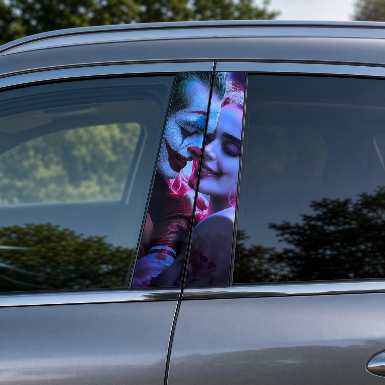 Joker Harley Car Pillar Wrap - Premium Vinyl B-Pillar Decal, Universal Fit