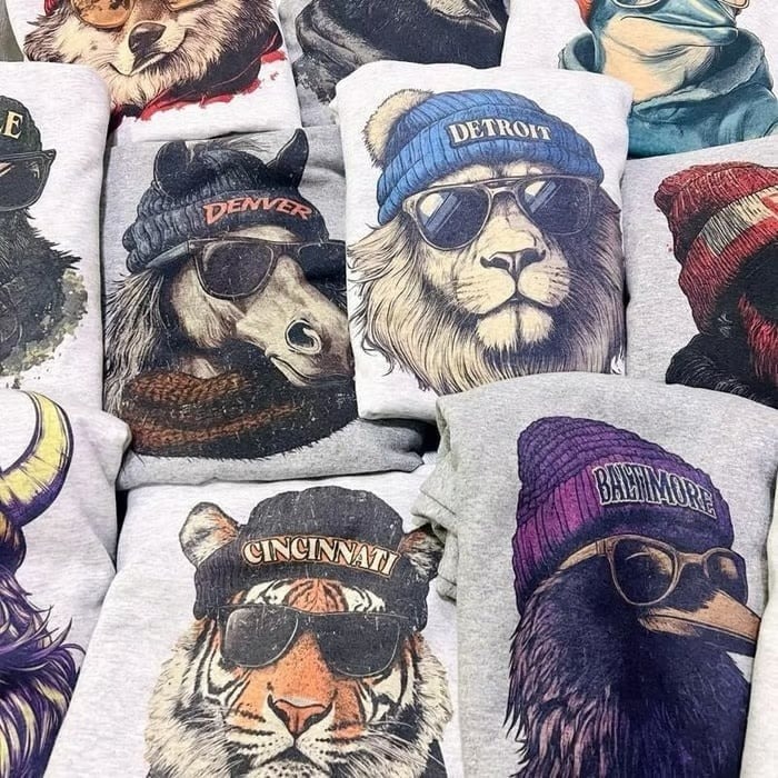 “City NFL Cartoon” Streetwear Crewneck Sweatshirts (Multi - City)