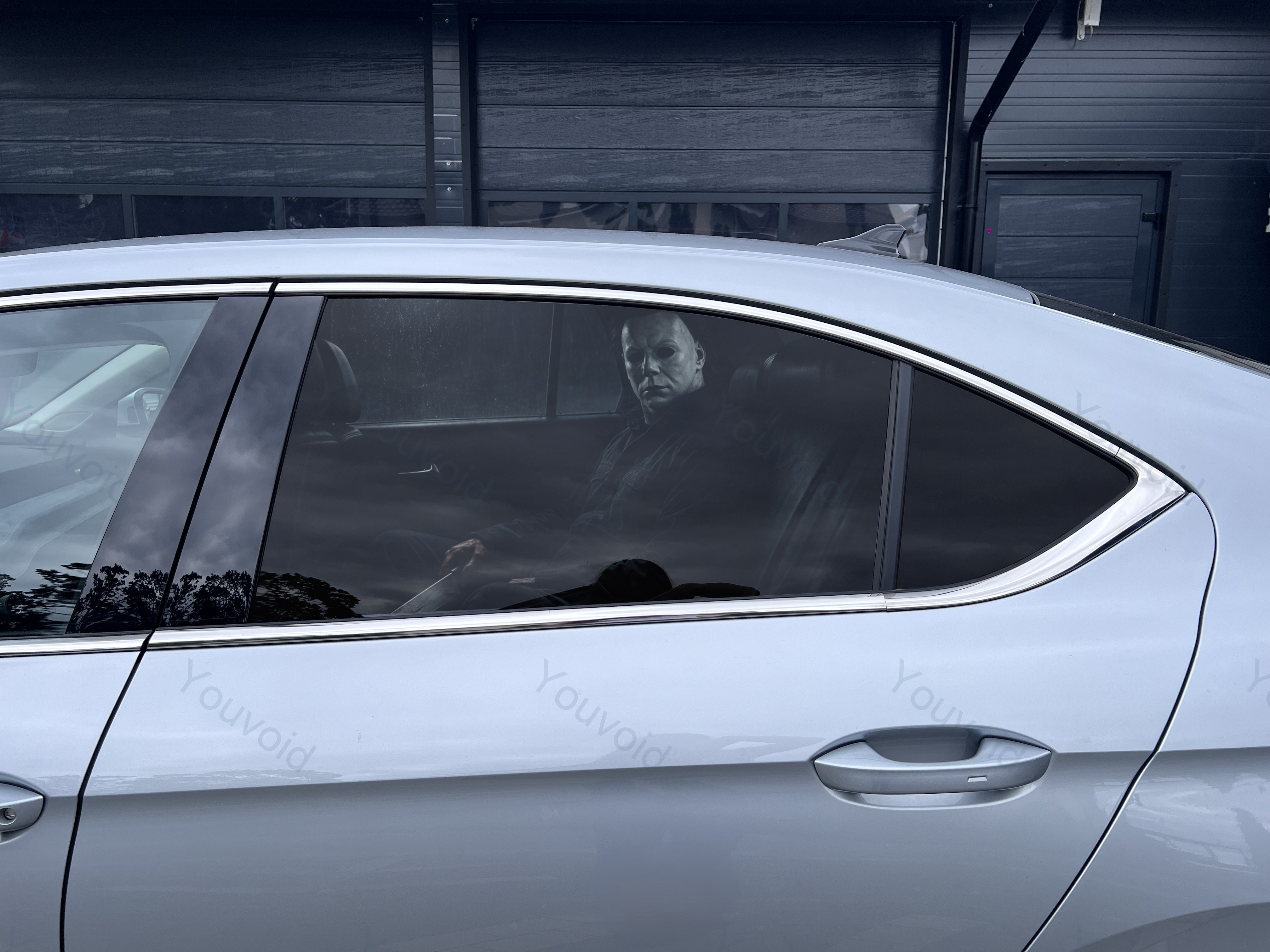 Who’s Sitting Behind You? Michael Myers Car Window Decal One Way Vision Universal Fit
