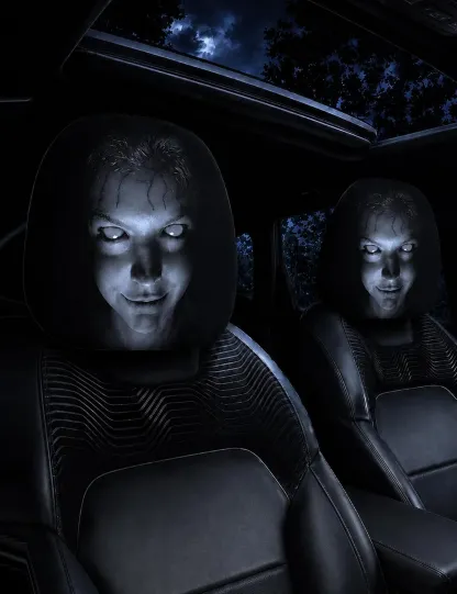 Ghost Face Car Headrest Covers - Style L (2PC) image 1