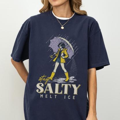 "Stay Salty, Melt ICE" Vintage Graphic Tee - Social Justice Parody Shirt