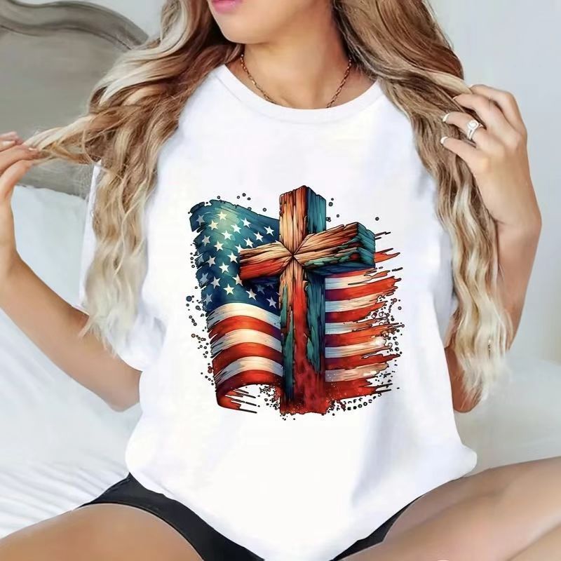 “Faith & Patriotism” Cross - Flag Christian USA Tee