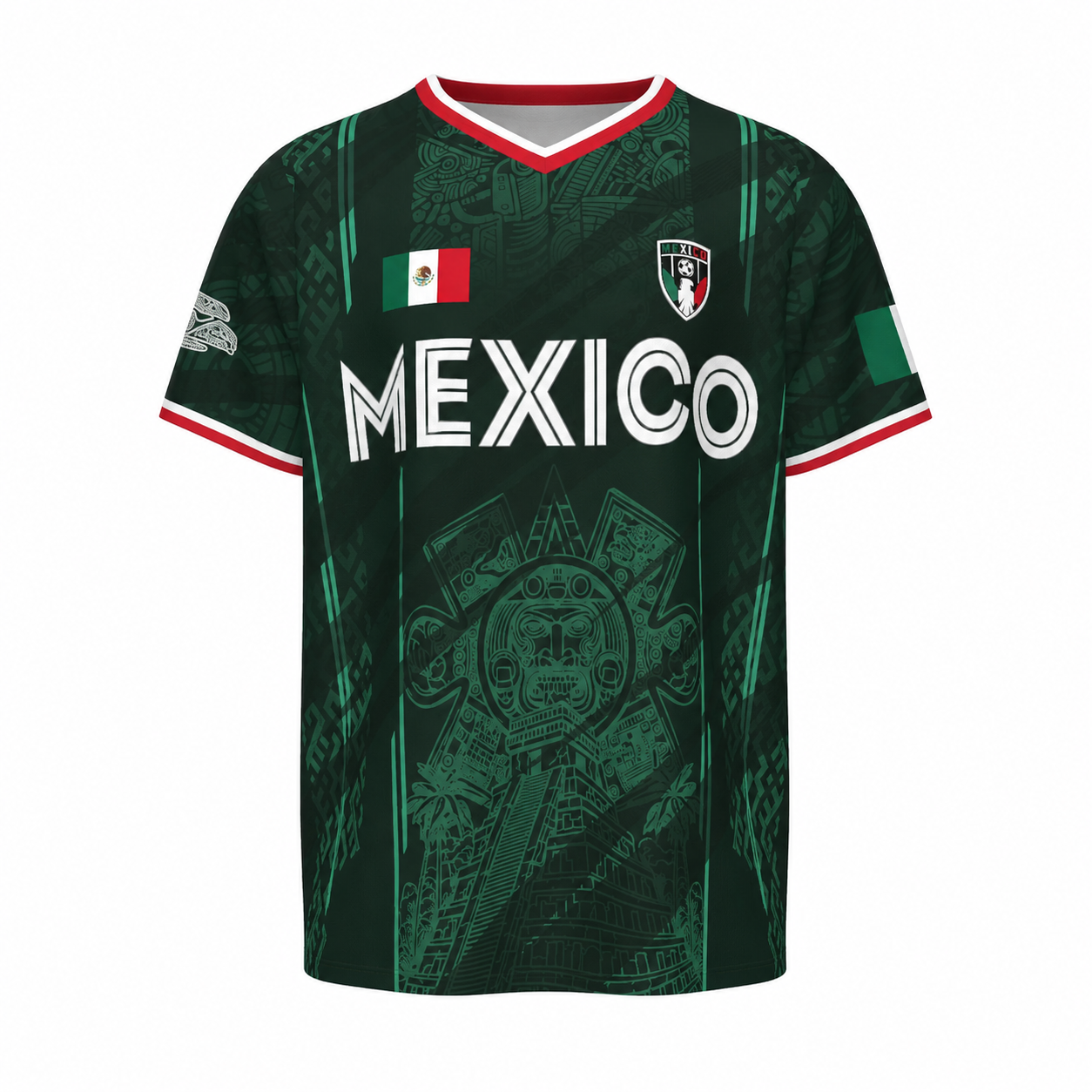 2026 Mexican Soccer Jersey | Mexico Aztec Calendar Style V-Neck Football Jersey for Players & Fans