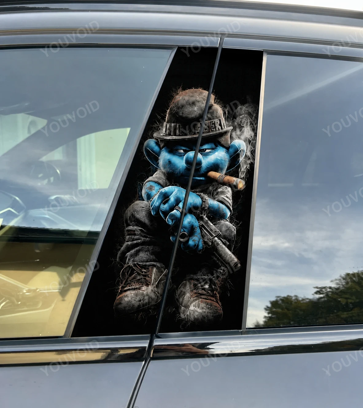 Gangster Smurf - Car pillar sticker