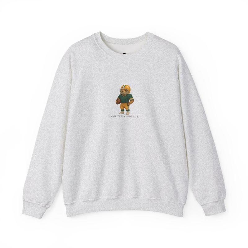 Dallas/Green Bay Football Cartoon Bear Graphic Crewneck Hoodies (NFL Fan Style)