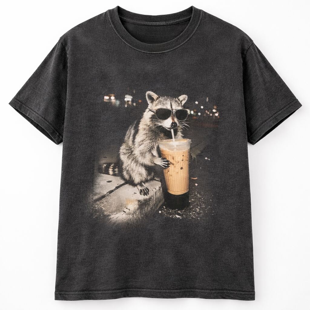 Vintage Iced Coffee Raccoon Shirt