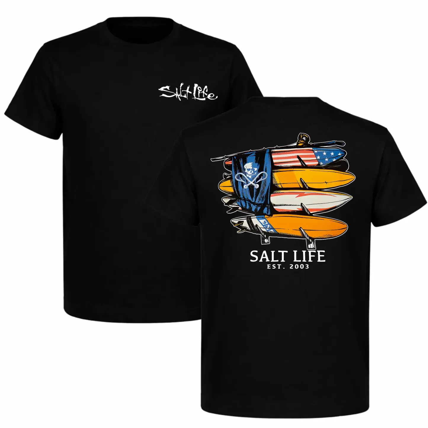  Salt Life Surfboard Graphic Oversized Tee，Perfect for Beach Lovers, Fits