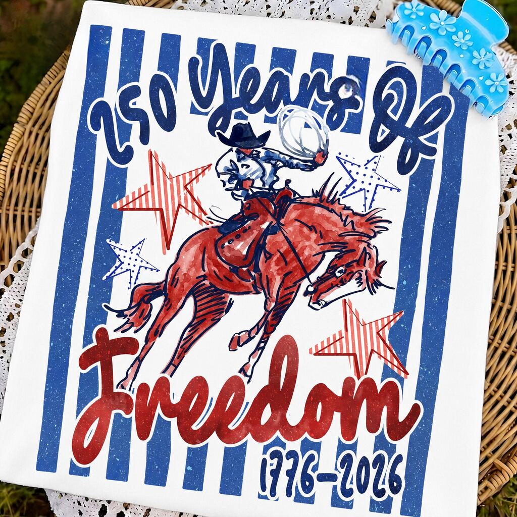 250 Years of Freedom 1776-2026 Cowboy Graphic Tee