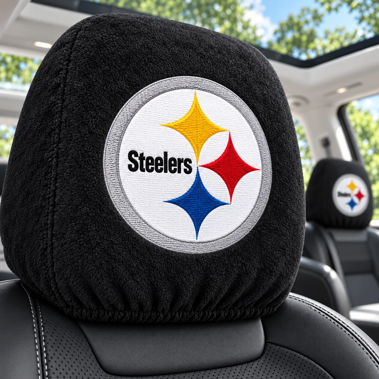 Pittsburgh Steelers Football Car Headrest Covers - view 2