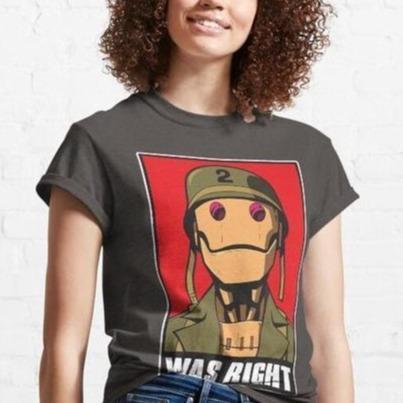 Cartoon Mechanical Soldier "WAS RIGHT" Casual Apparel