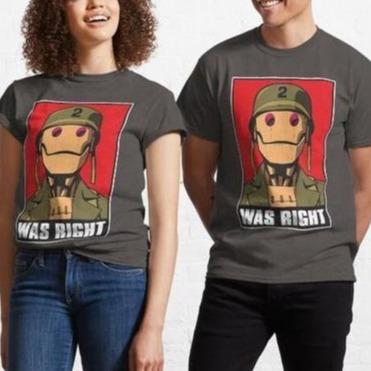 Cartoon Mechanical Soldier "WAS RIGHT" Casual Apparel