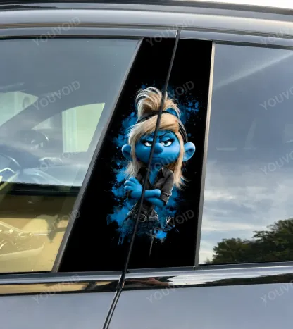 Businesswoman Smurfette - Car pillar sticker