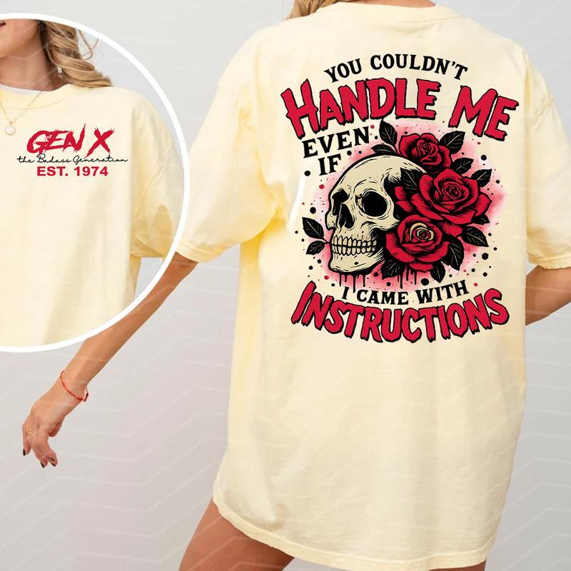 Custom "Gen X Relentless Generation EST. [Your Year]" Graphic Tee – Skull Rose Vintage Style