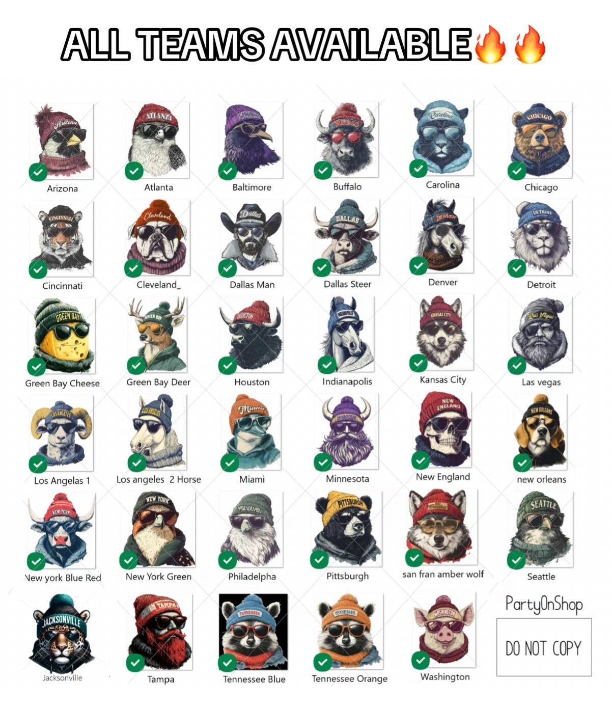 “City NFL Cartoon” Streetwear Crewneck Sweatshirts (Multi - City)