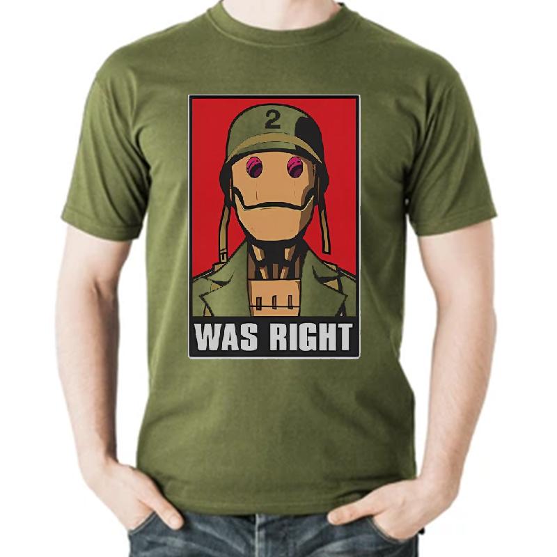 Cartoon Mechanical Soldier "WAS RIGHT" Casual Apparel