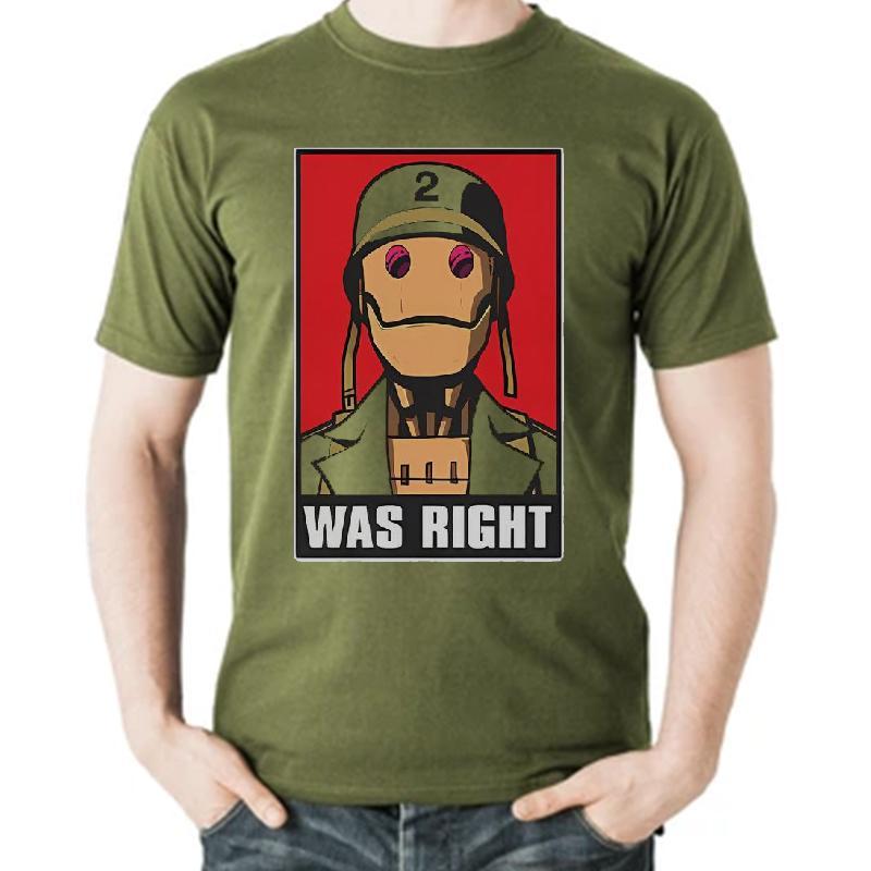 Cartoon Mechanical Soldier "WAS RIGHT" Casual Apparel