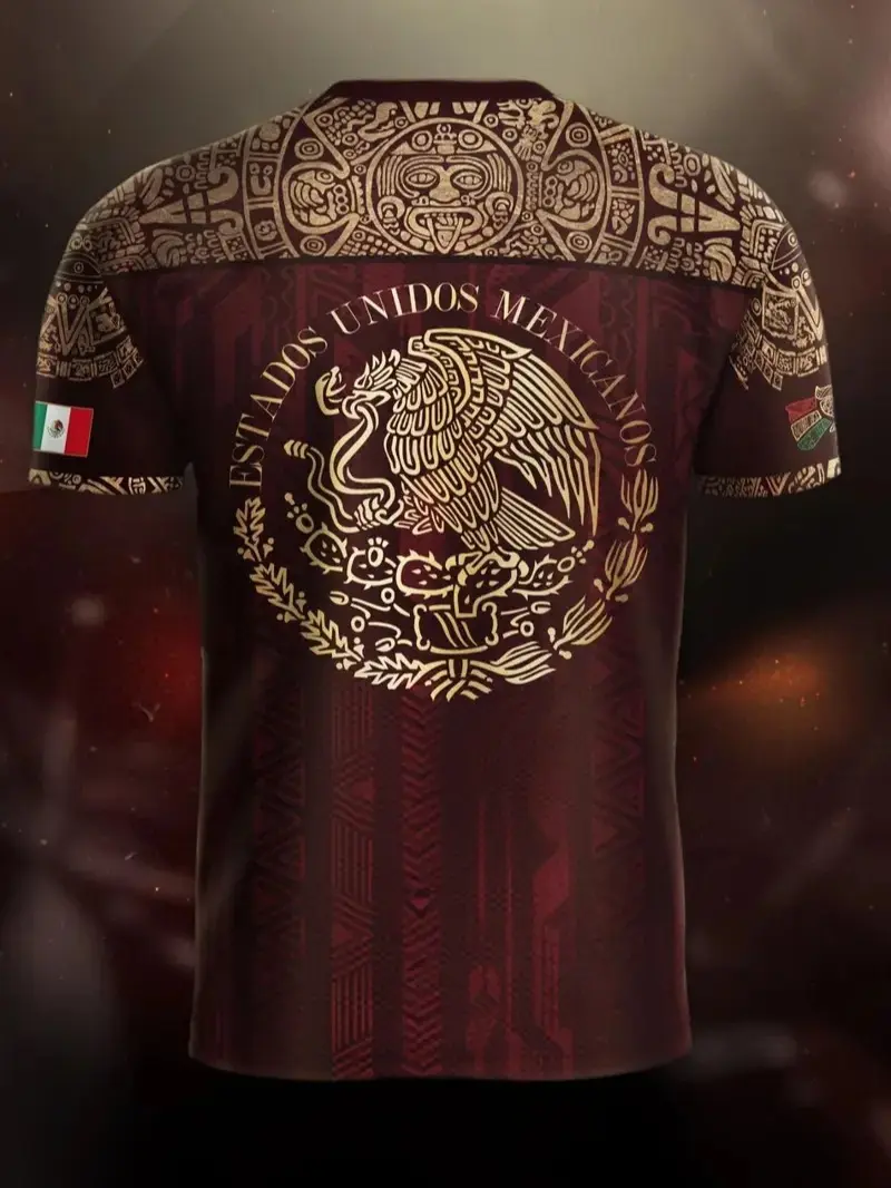 Mexico Aztec Eagle Heritage Soccer Jersey | All-over Print Tribal Design | Fitted Casual Style | All Seasons