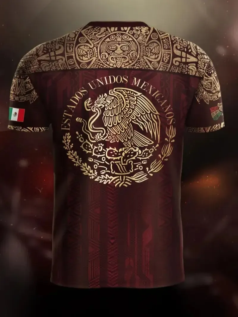 Mexico Aztec Eagle Heritage Soccer Jersey | All-over Print Tribal Design | Fitted Casual Style | All Seasons
