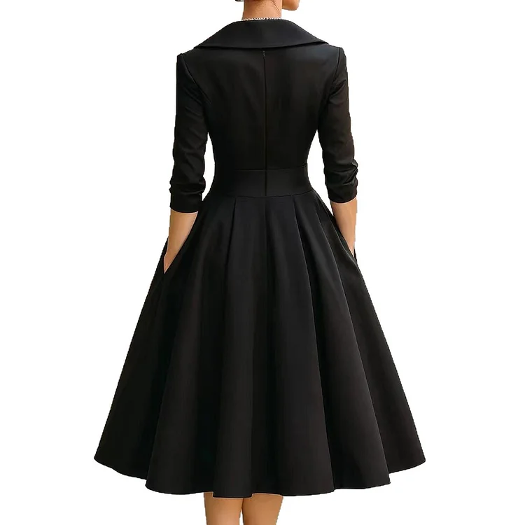 Elegant Satin Waist-Cinching Long-Sleeved Midi Dress