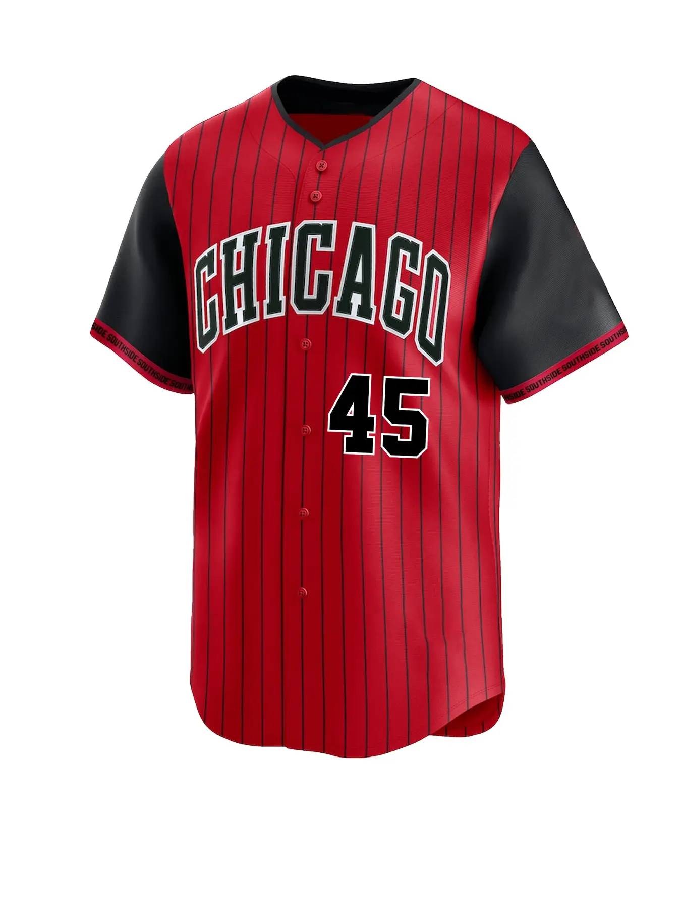 Retro Chicago #45 Men's Embroidered Baseball Jersey - Vintage Pinstripe Button Front Sports Shirt